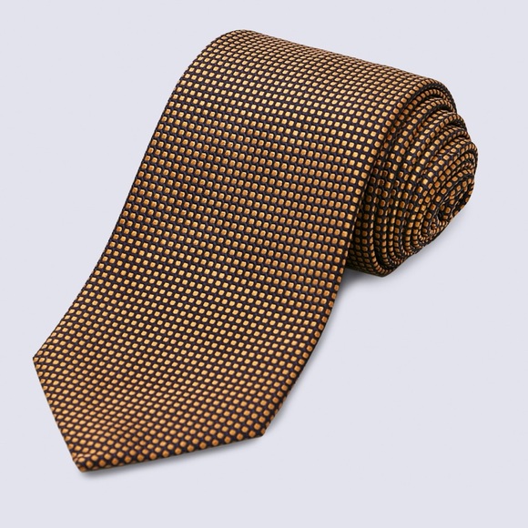 TOMMY HILFIGER Silk Brown Checkered Men's Tie - Picture 1 of 5